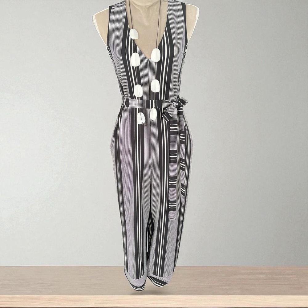 Striped Black and White Jumpsuit by Sunday in Brooklyn Women's Size Small